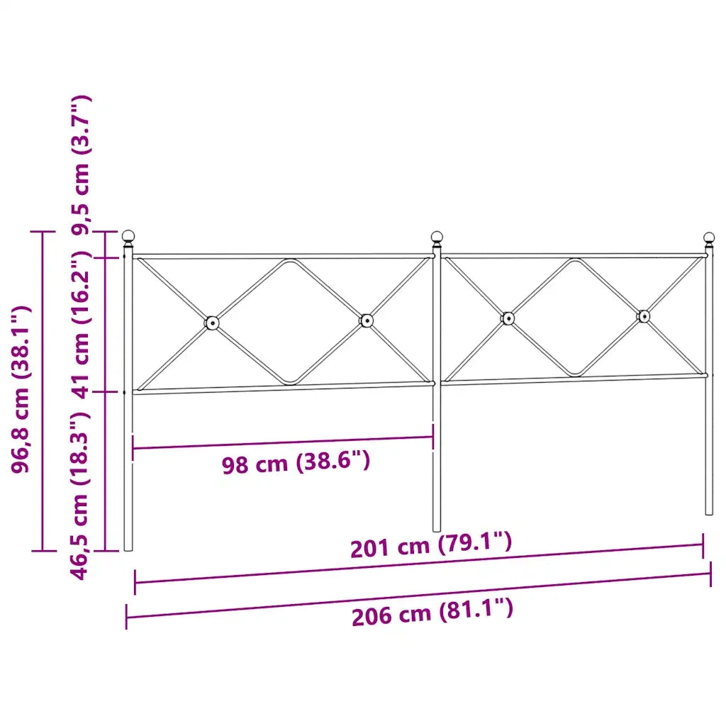 Testiera di Ricambio in Metallo Bianco 200 cm 376589