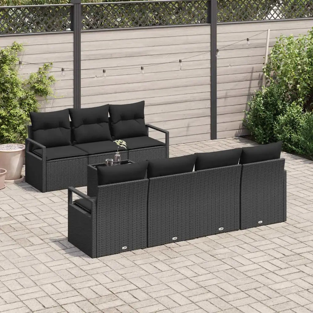 Set di divani 8 pcs Nero polyrattan