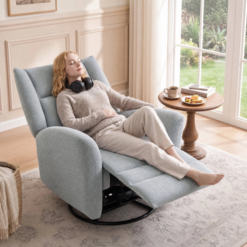 Poltrona Relax Girevole con Poggiapiedi ¨C Xylo ¨C Grigio Chiaro