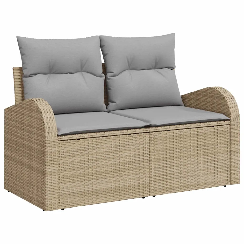 Set di divani con cuscino 9 pcs Beige e grigio polyrattan