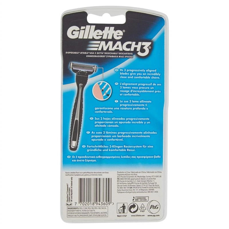GILLETTE GILLETTE RASOIO DA UOMO USA E GETTA MACH 3 RASOI