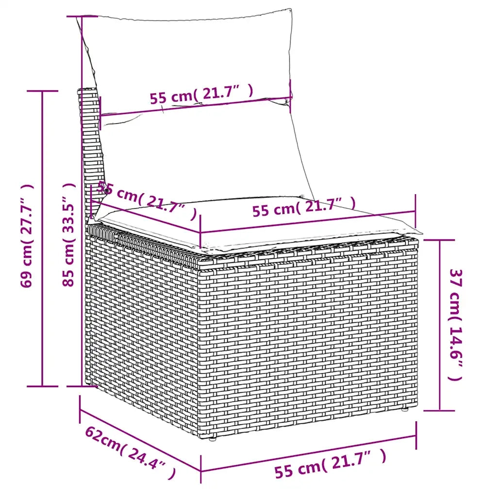 Set Divani da Giardino 10 pz con Cuscini Nero in Polyrattan 3224713