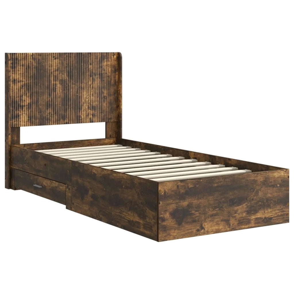 Struttura del letto con stoccaggio e testata Rovere Fumo 3414145