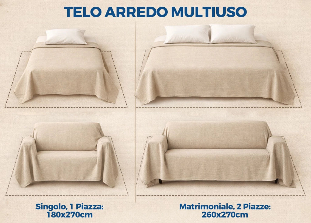 Telo Arredo Granfoulard Copritutto Salvadivano 100% Cotone Dis. Teddy - Singolo - Beige