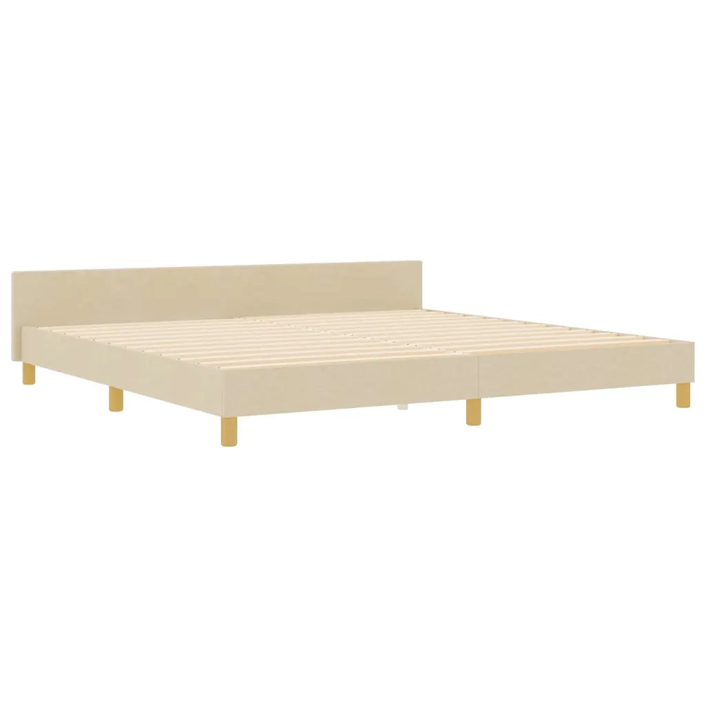 Struttura del letto con testiera Crema 200 x 200 cm Tessuto 3344835