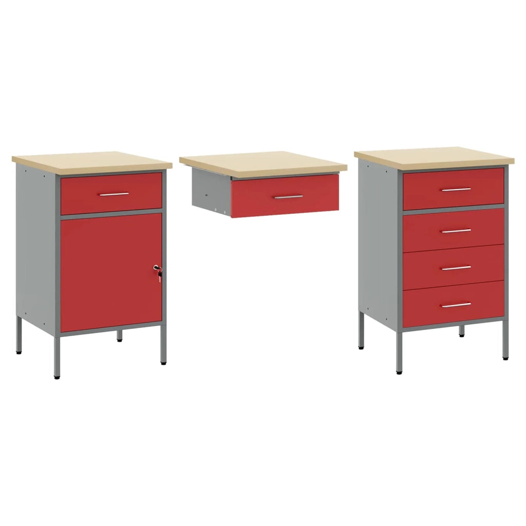 Set di mobili da lavoro con cassetto con blocco 8 pcs Rosso 3321469