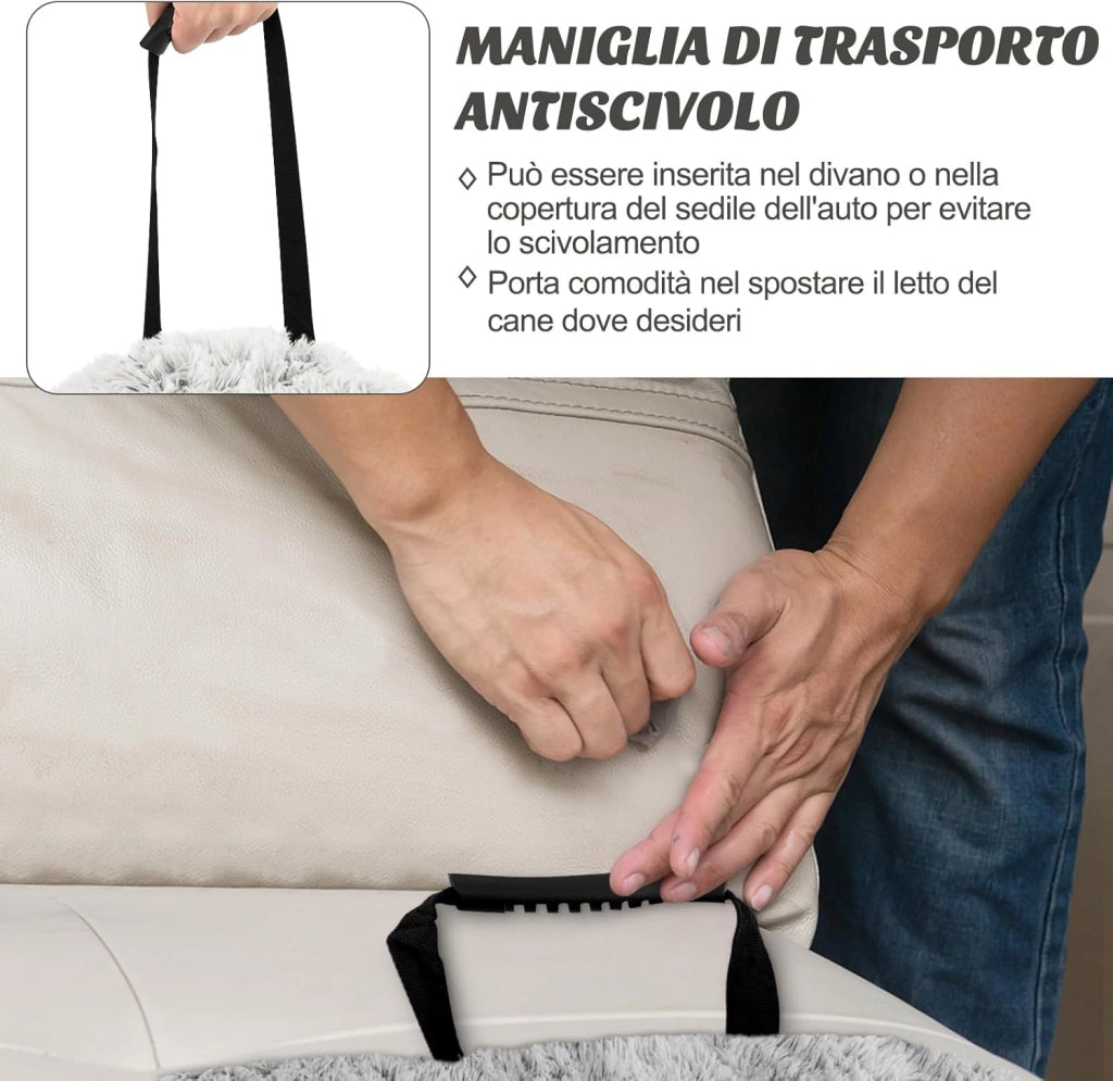 Cuccia per Cani in Peluche, Tappettini da Letto per Cani con Fondo Antiscivolo, Copertura Rimovibile e Lavabile, Cuscino Morbido (M, bianco)