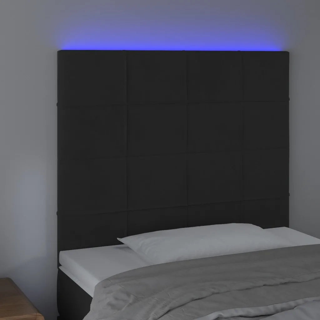 Testiera | Testata a LED Nera 100x5x118/128 cm in Velluto