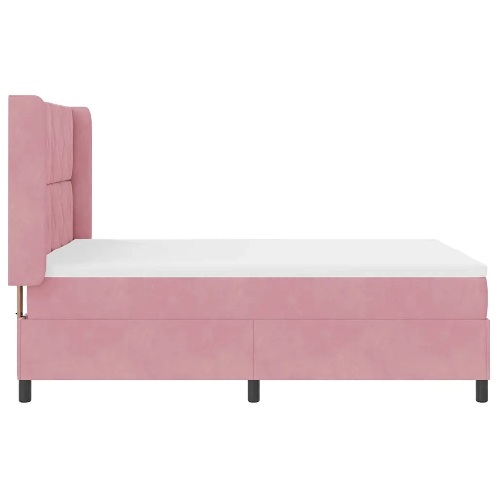 Letto a molle con materasso Rosa 160 x 200 cm Velluto
