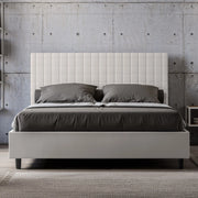 Letto imbottito Letto Matrimoniale alla Francese 150x210 cm Sunny - Bianco,Similpelle,Contenitore