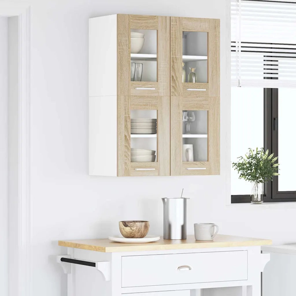 Armoire suspendue 2 pc Chêne Sonoma Bois d'ingénierie