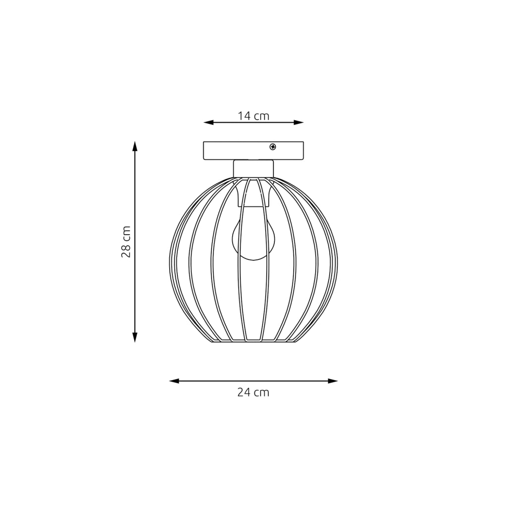 Plafoniera Minimal Industrial Orion 1 Luce Nera