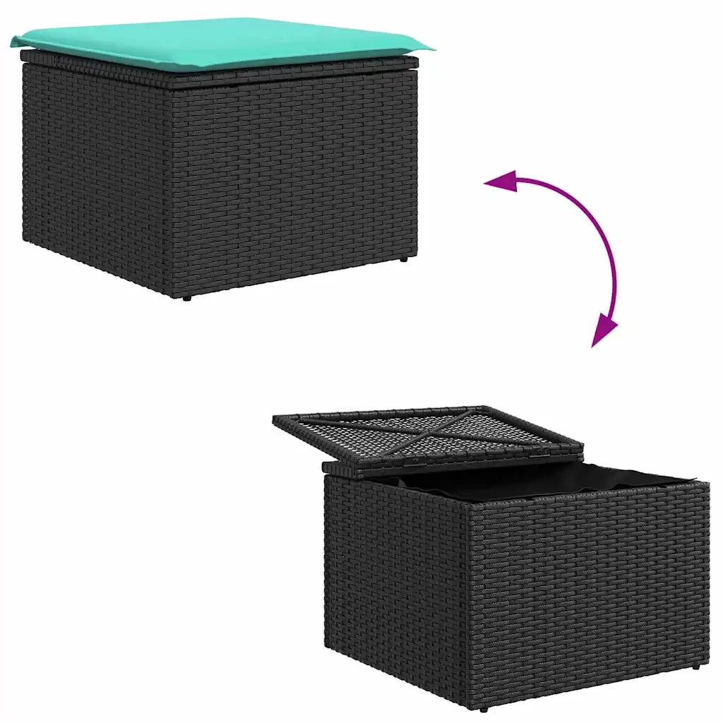 Set di divani con cuscino 6 pcs Nero e Turchese polyrattan 3354825