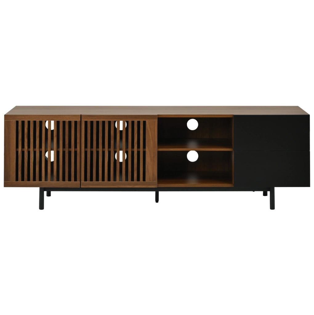 Mobile TV 160 × 38 × 50 cm in MDF; 2 ante e 2 cassetti; noce e nero