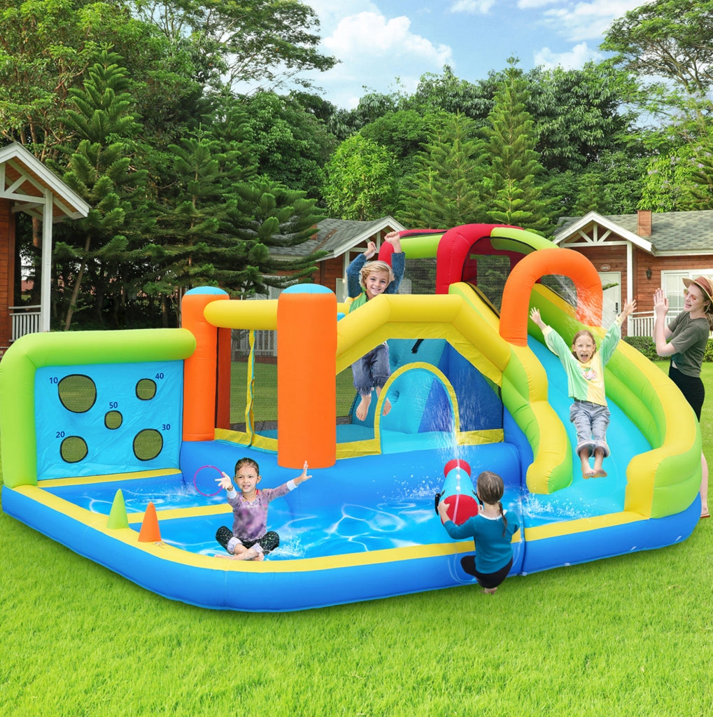Castello gonfiabile 410x315x203 cm in tessuto Oxford multicolore con soffiatore -