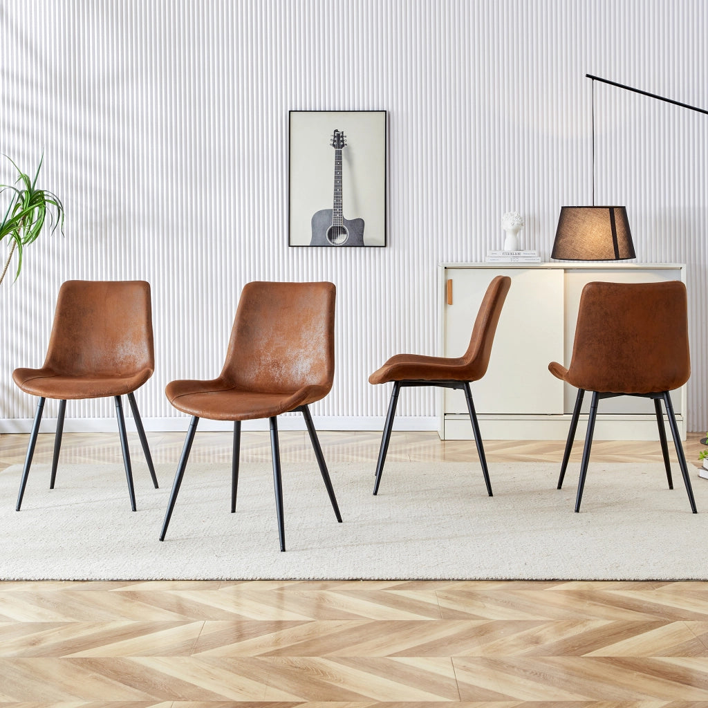 Set di 4 sedie da pranzo in tessuto tecnico traspirante con struttura in metallo nero, stile moderno