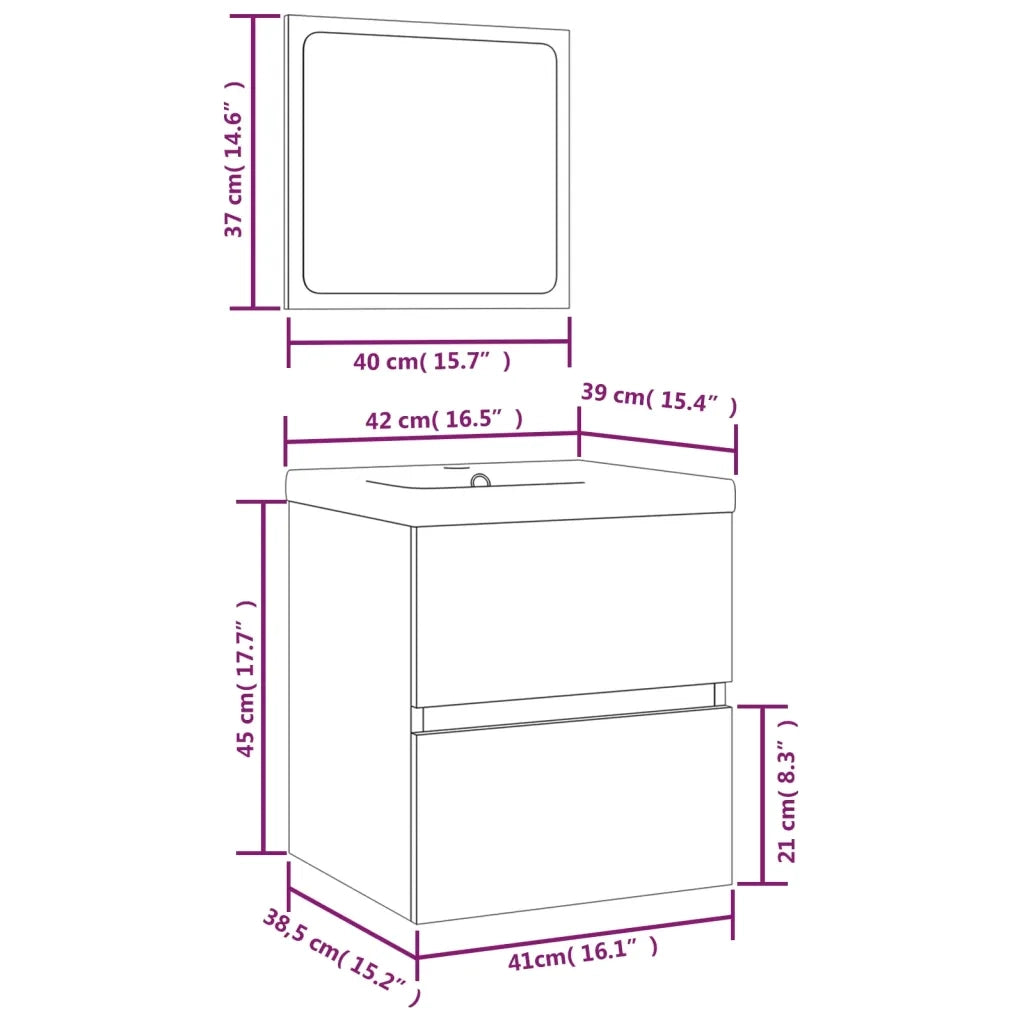 Mobile da Bagno con Lavabo | Armadio Lavabo e Specchio Grigio Cemento