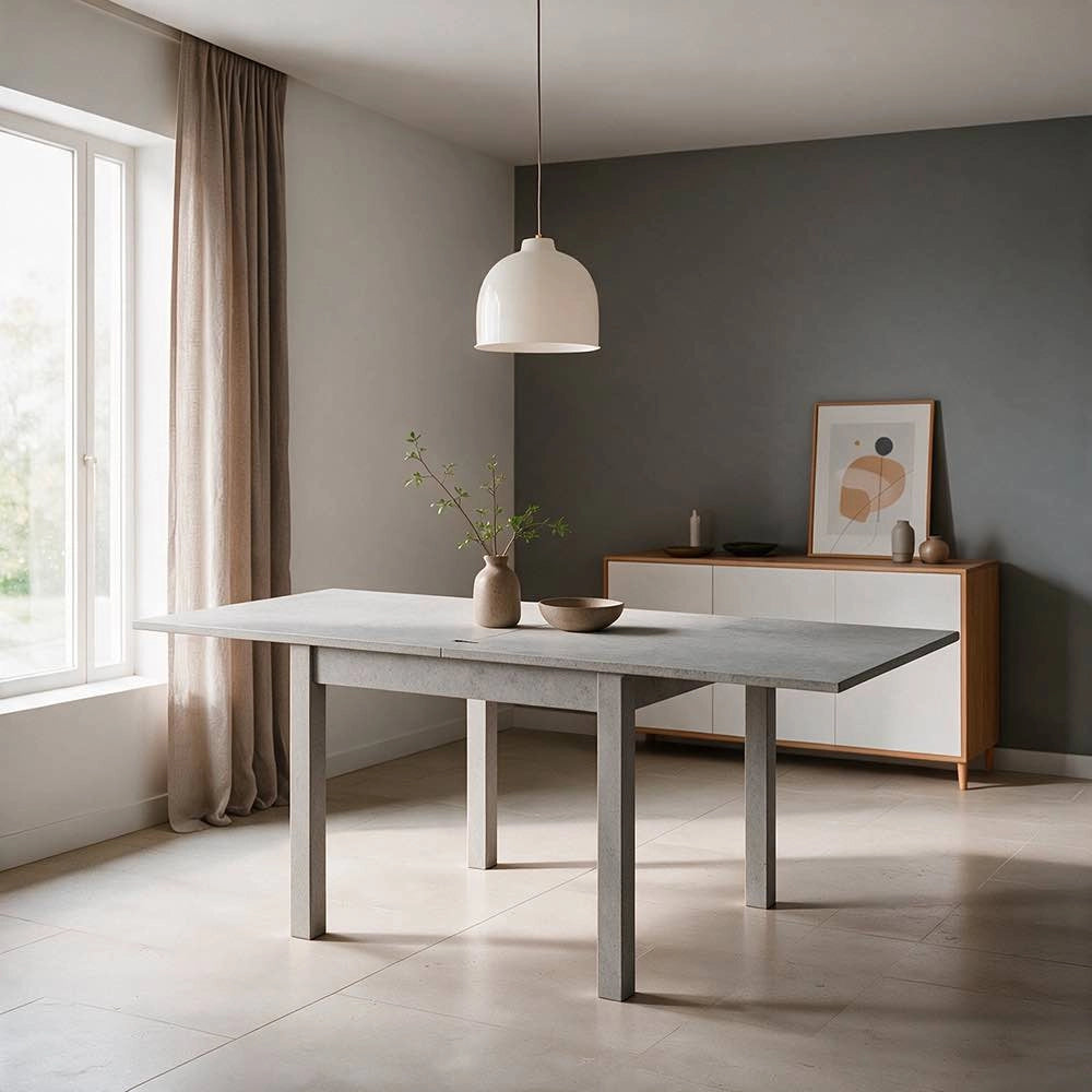 Tavolo raddoppiabile Firenze 90x90 colore cemento