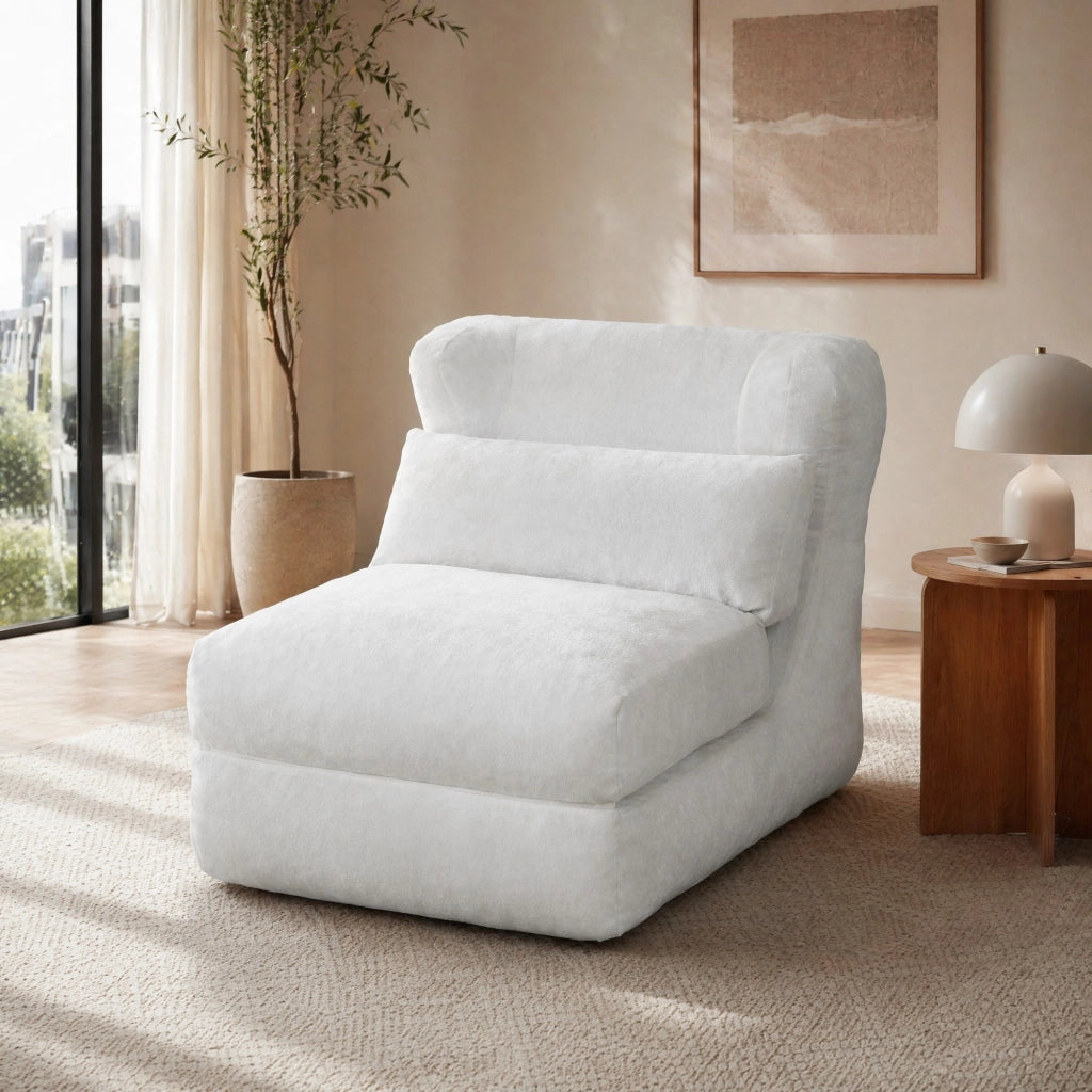Poltrona/sofa singolo dal design moderno, colore bianco, struttura in foam