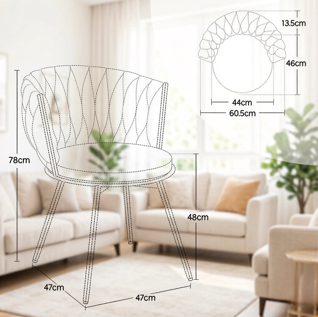 Sedia da pranzo girevole beige, schienale imbottito, set da 2