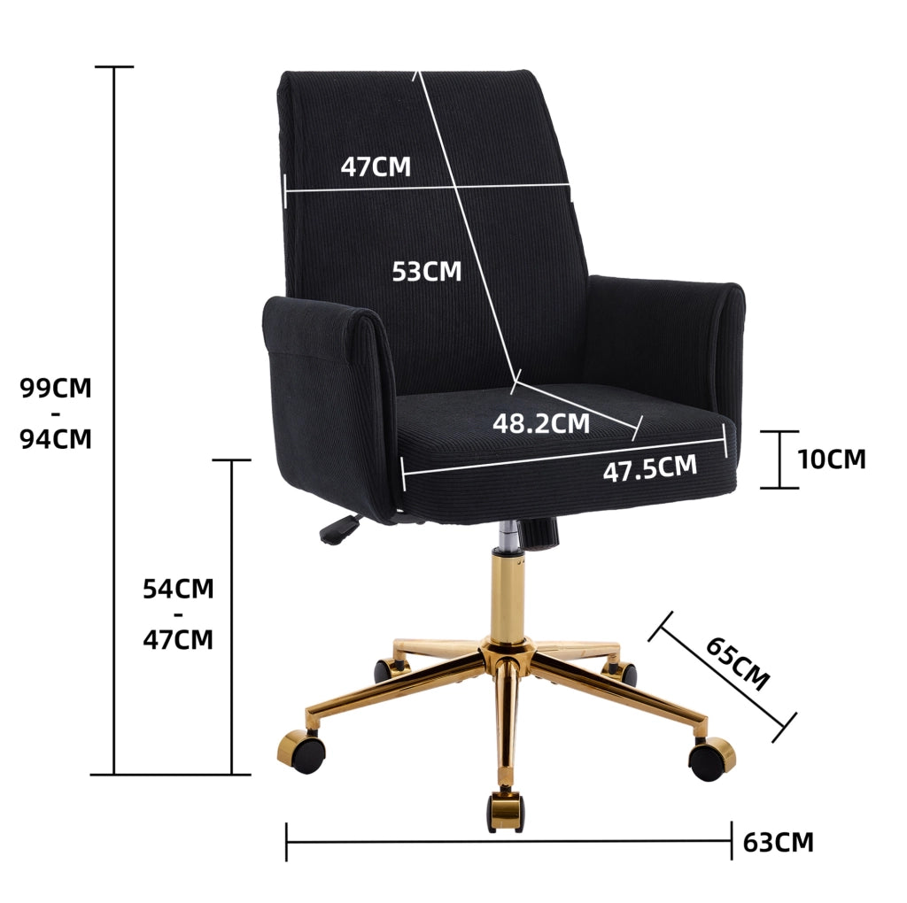 Sedia da ufficio nera 63x65x99 cm - altezza regolabile, schienale ergonomico