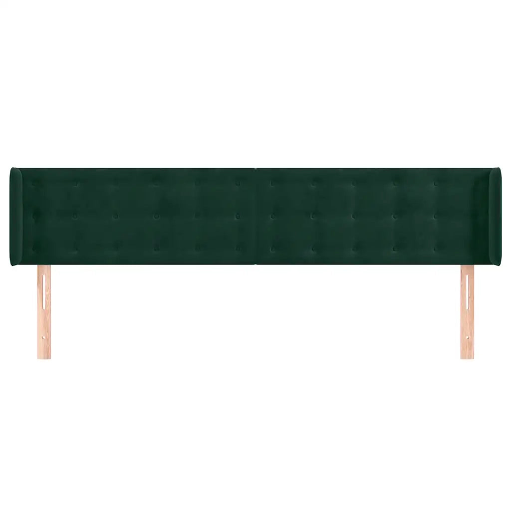 Testiera ad Orecchio-Testata con Orecchie Verde Scuro 183x16x78/88 cm in Velluto 879805