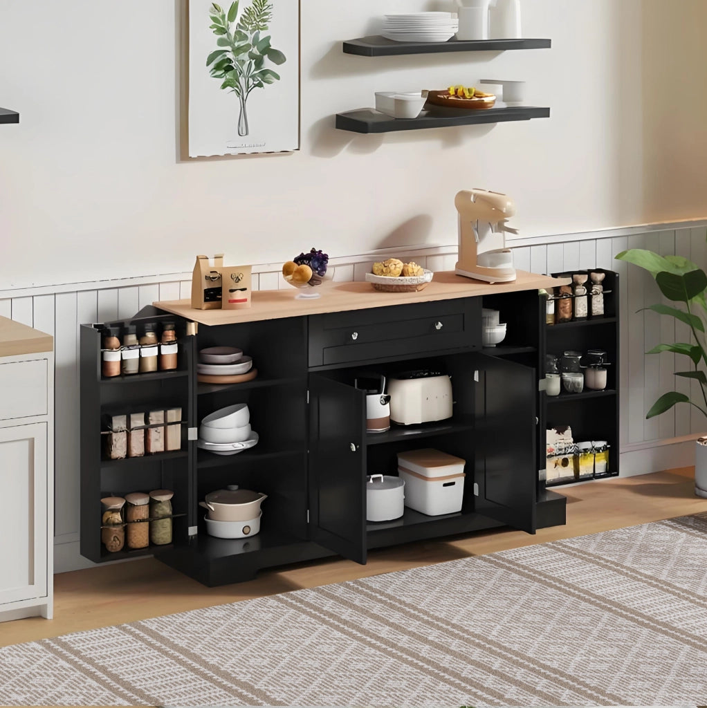Credenza moderna nera in MDF con cassetto e ripiani regolabili