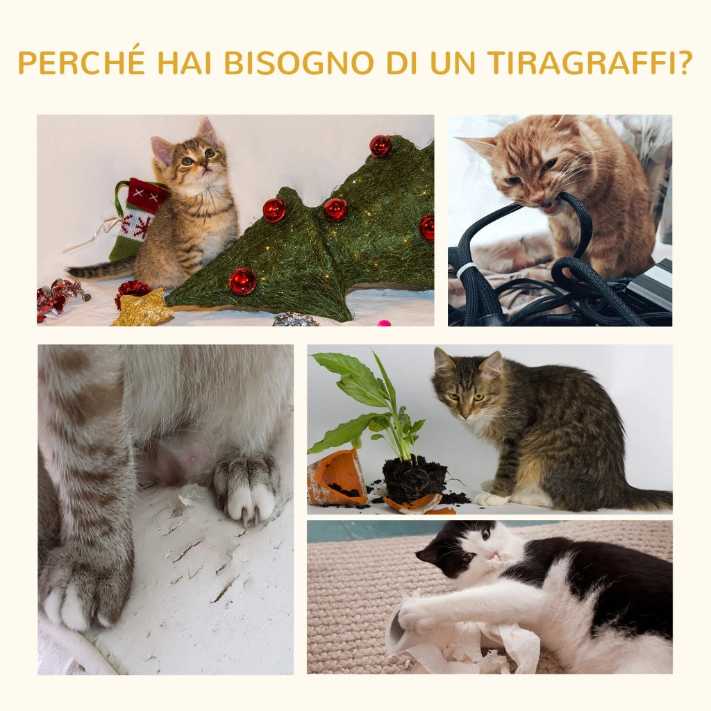 Albero Tiragraffi per Gatti per Gioco e Relax 36x36x44 cm Beige