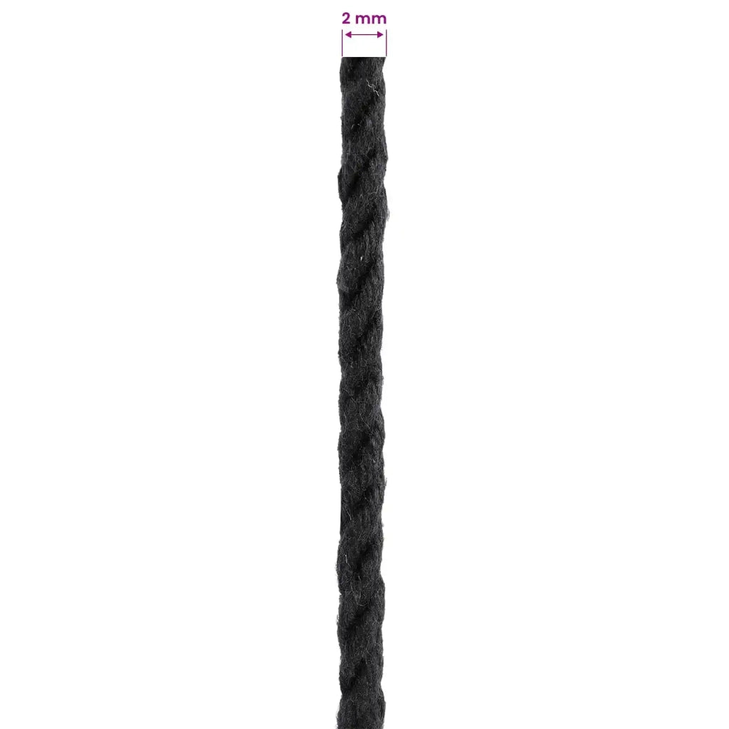 Spago di Cotone 10 pz 2 mm 100 m Nero 100% Cotone 42011794