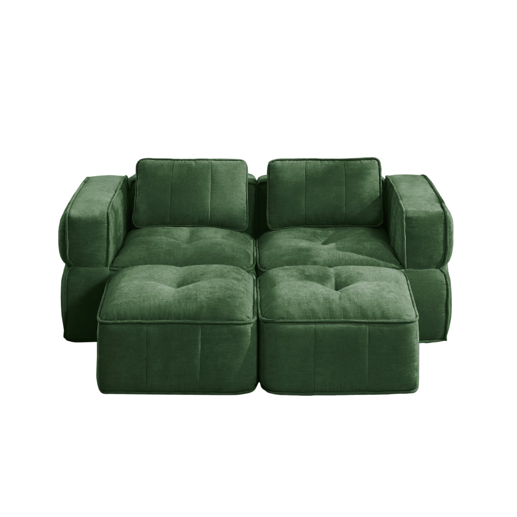 Divano modulare 198x162x67 cm con base antiscivolo in poliestere verde