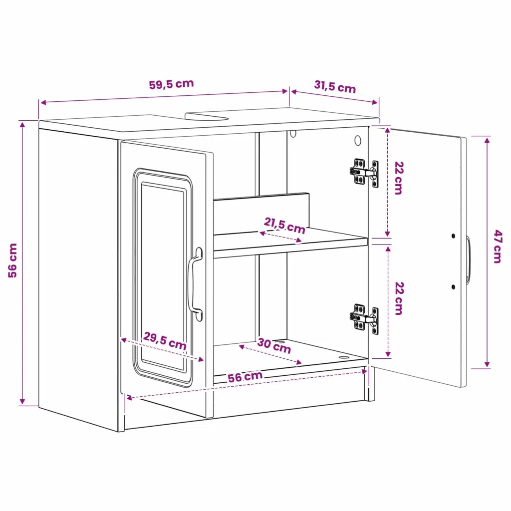 Armadio per Lavabo da Bagno UTRECHT Rovere Fumo 897670