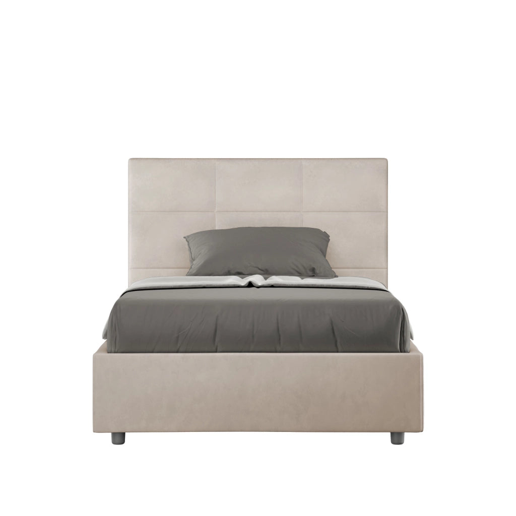 BS COM Letto una piazza e mezza contenitore imbottito 120x190 microfibra sabbia