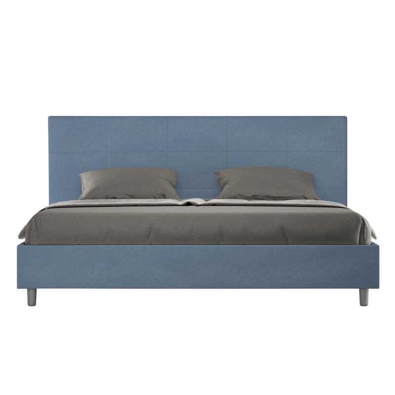 Letto imbottito Matrimoniale 190x200 cm Mika - Senza rete,Microfibra,Blu