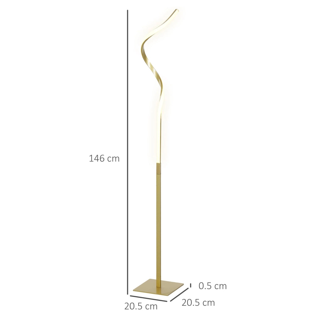Lampada da Terra LED a Spirale con 3 Luminosità e Interruttore a Pedale Oro