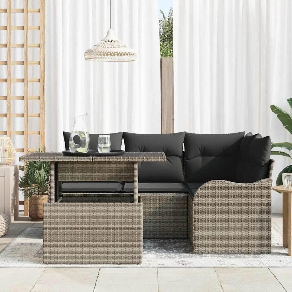 Set Divano da Giardino 5 pcs Grigio Rattan in Polipropilene 3357192