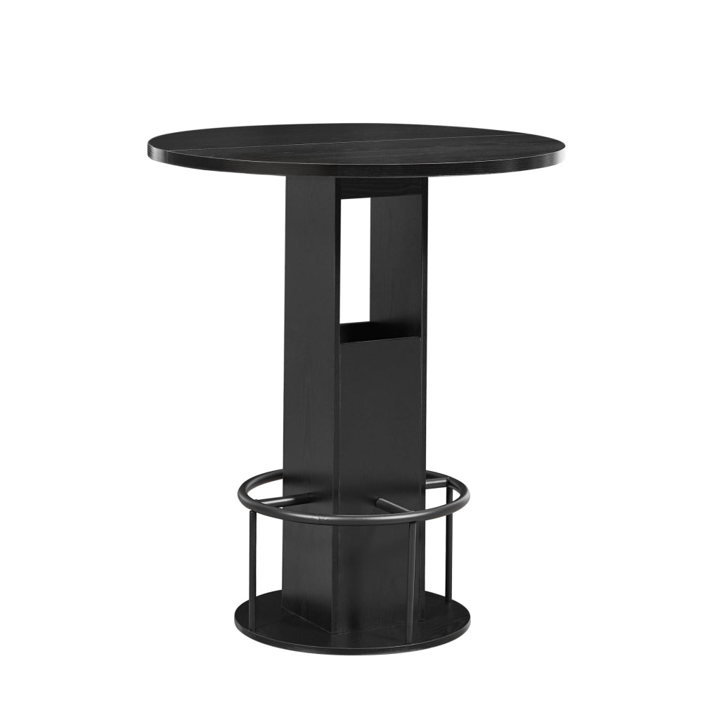 TAVOLO da bar rotondo 80 cm nero Set da 3 pezzi