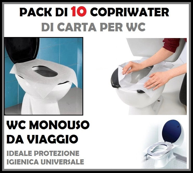 10 COPRIWATER WC DI CARTA MONOUSO COPRI WATER PROTEZIONE IGIENICI TOILETTE BAGNO