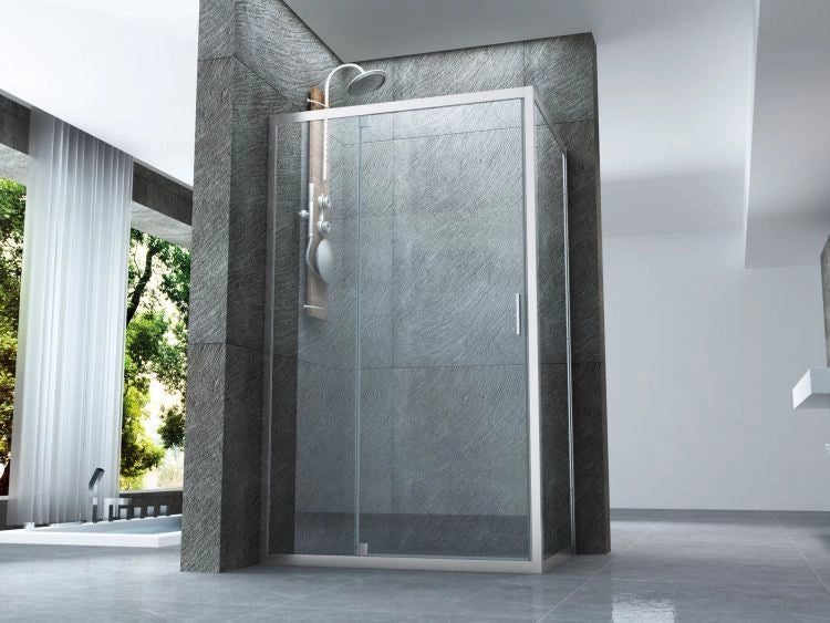 Box doccia Cristallo 6 mm 2 lati - Fisso piu' porta semi battente Trasparente - Misura: 80 x 140 x H190 cm 