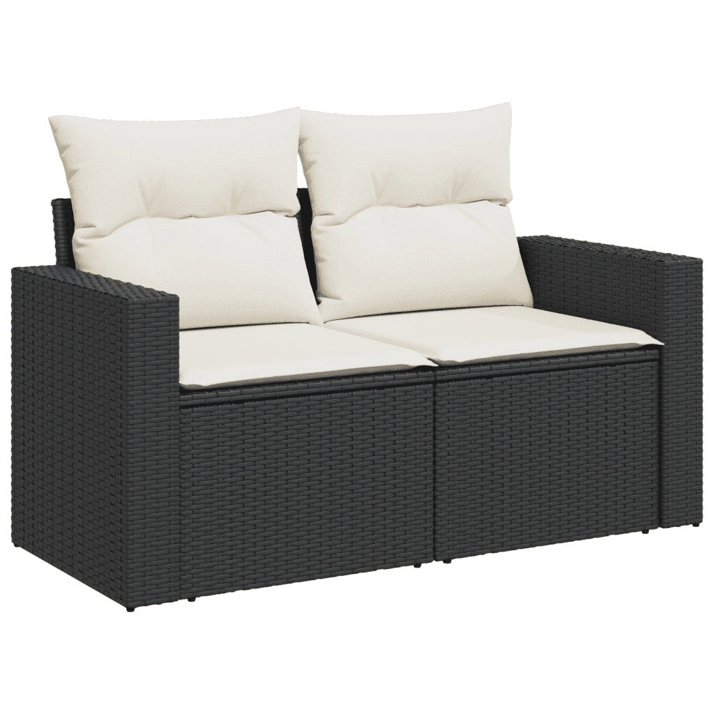 Set Divani da Giardino 4 pz con Cuscini Nero in Polyrattan 3251013