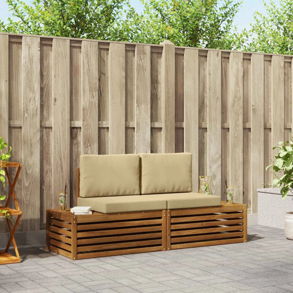 2 pz Set di divani da esterno Naturale e Beige 3375433