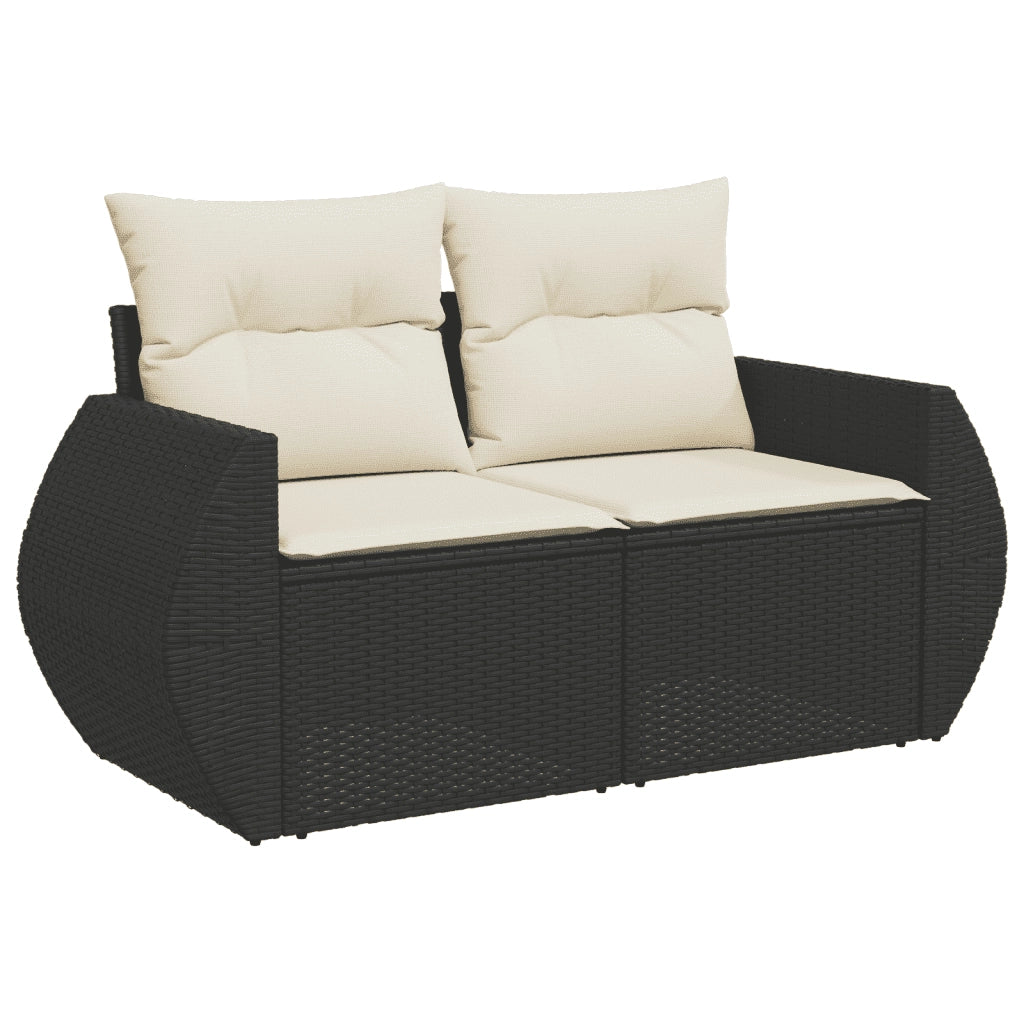 Set Divani da Giardino 9 pz con Cuscini Nero in Polyrattan 3268426