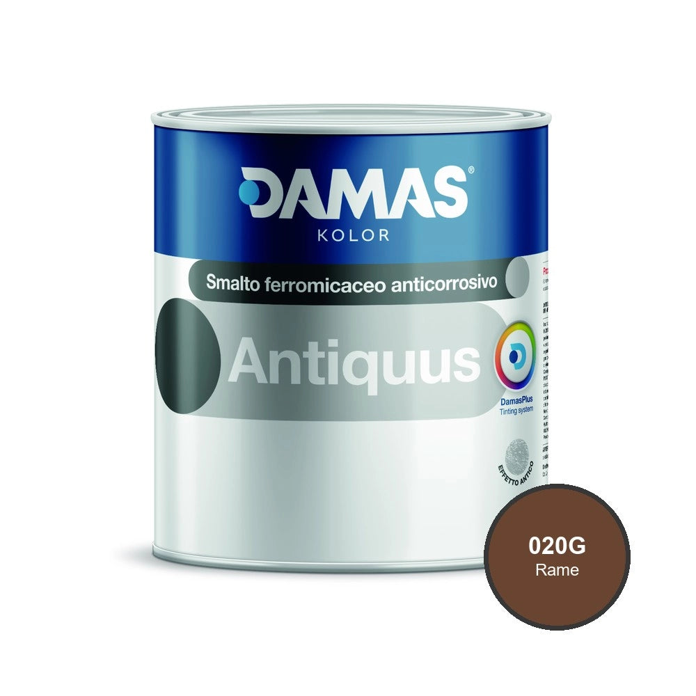 Damas antiquus smalto ferromicaceo antichizzato effetto ferro battuto *** formato 0,750 lt, colore- 020g rame, confez...