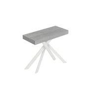 Consolle Allungabile 90-300x40x77 cm Saki Cemento Gambe Bianche