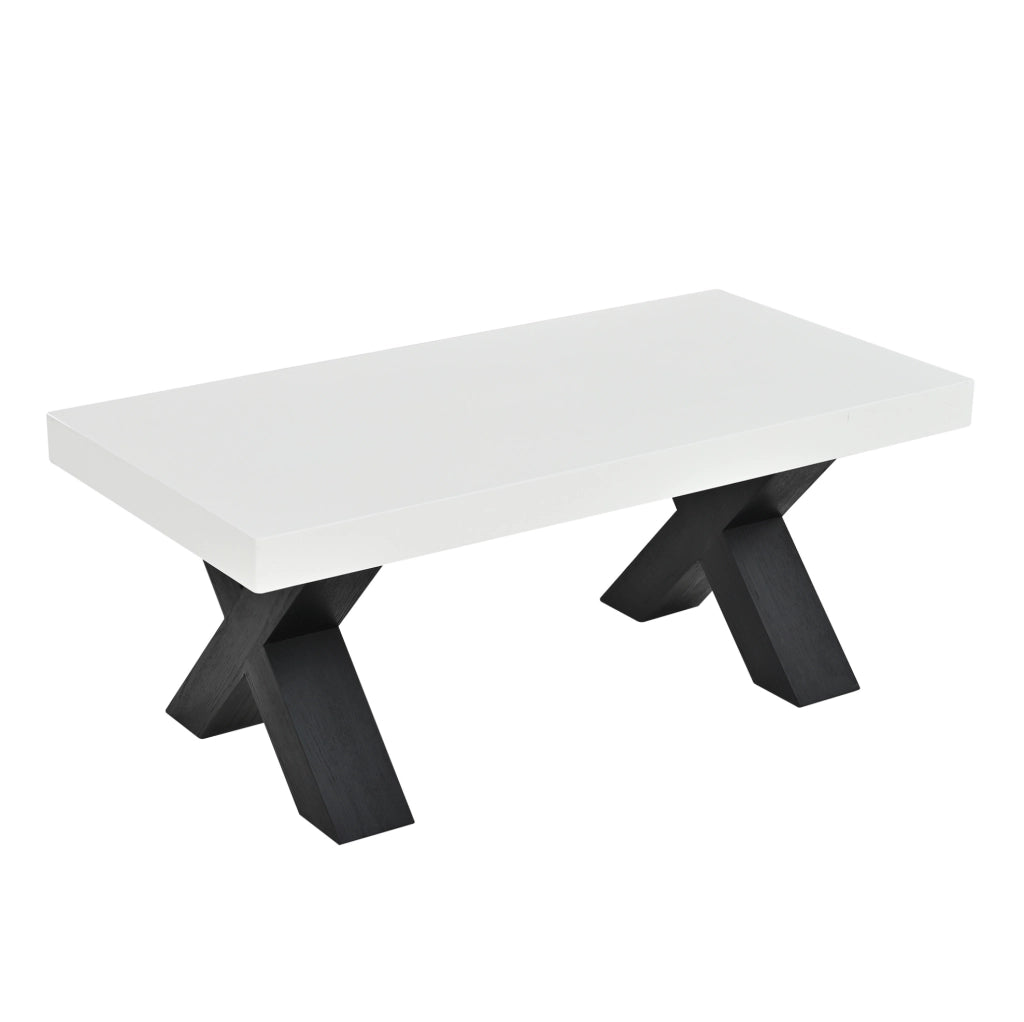 TAVOLINO DA CAFFÈ Rettangolare 100x50x40 cm Bianco/Nero in MDF