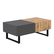Tavolino da salotto alzabile con vano nascosto e scomparti scorrevoli per soggiorno in truciolato 100 × 40 × 55 cm Naturale