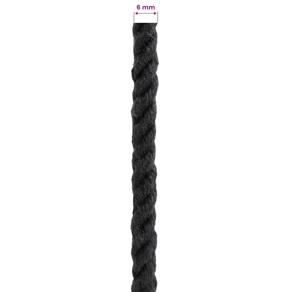Corda di Cotone 6 mm 100 m Nero 100% Cotone 42011801