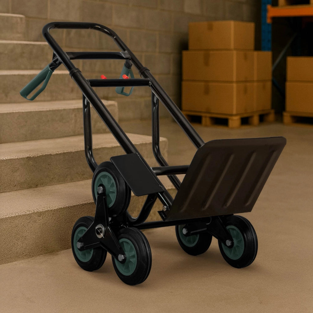Carrello Portapacchi Per Scale Pieghevole Con 6 Ruote In Gomma Portatutto Capacità Carico 150 Kg Portatutto Traslochi Spesa Oggetti Pesanti  Altezza Regolabile Verde