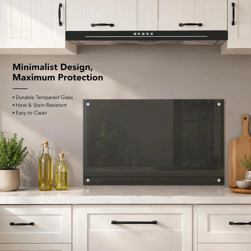 Kitchen Backsplash Black 100x50 Cm Tempered Glass