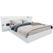 Letto Matrimoniale 180x200 cm e 160x200 cm; USB-A e USB-C; Bluetooth; MDF; Bianco
