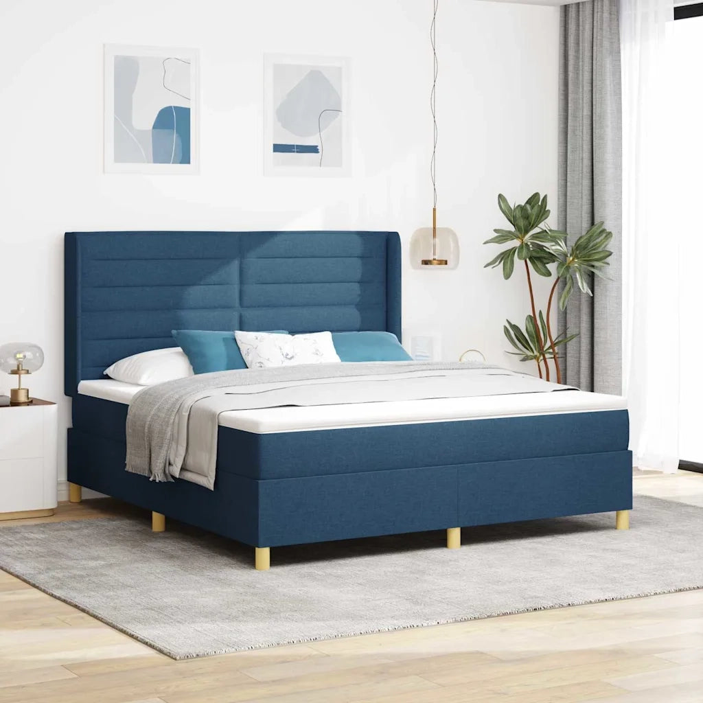 Letto a molle con materasso Blu 140 x 200 cm Tessuto